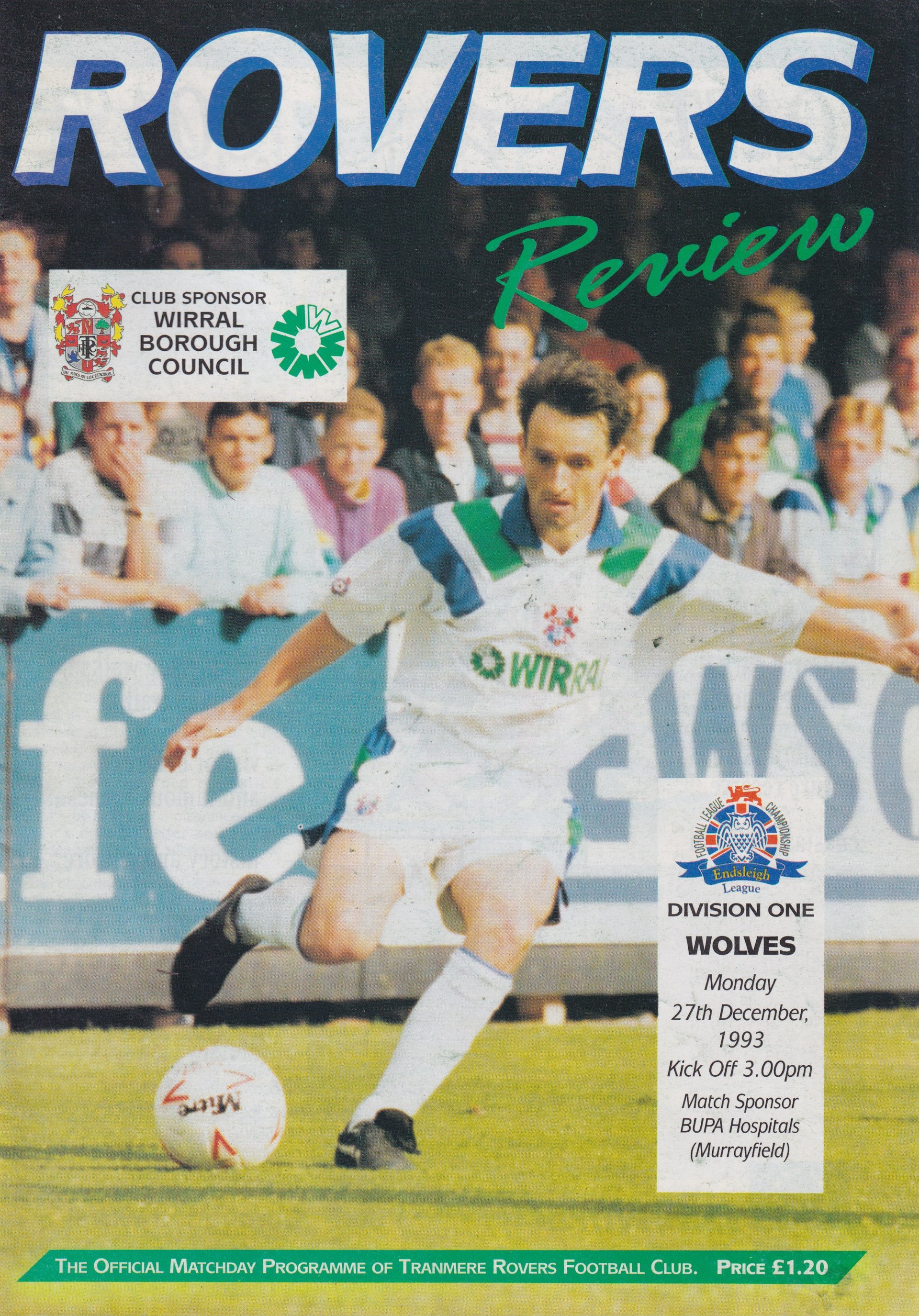 Tranmere Rovers v Wolverhampton Wanderers match programme